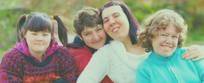 young disabled adult girls posing as friends